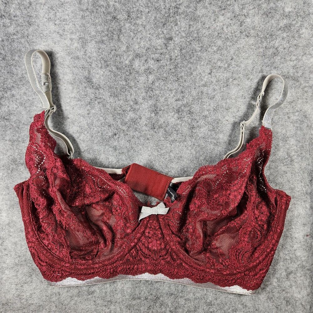 Elle Macpherson Unlined Underwire Lace Silver Trim E76-835 Bra Support Sz 32F‎